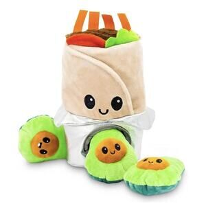 Pet Craft Supply Hide N Seek Plush Dog Toys Squeaky Crinkle Chewy Burrito